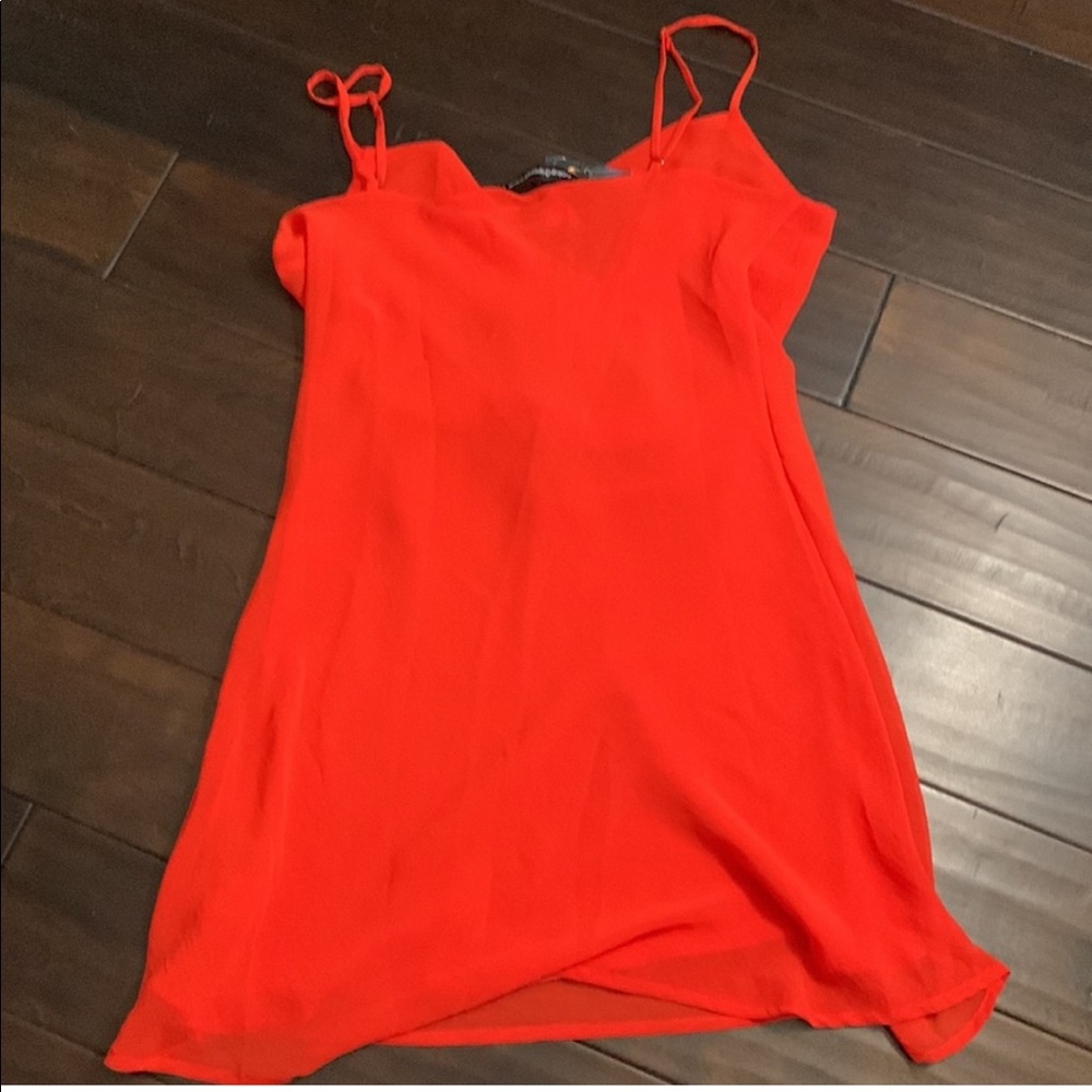 Naked Wardrobe Chiffon Mini Dress Red Orange